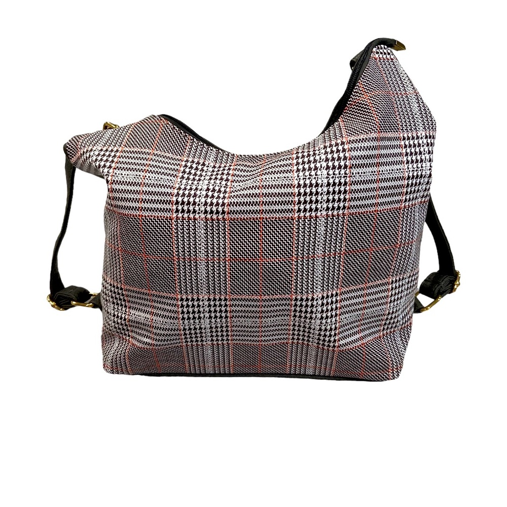 NWOT Plaid Grey/Red/Black/White Bucket Purse